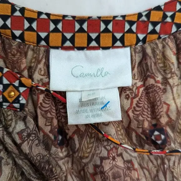 Camilla Long Gathered Panel Maxi Dress Paved In Paisley Size XS Preowned - Picture 13 of 16